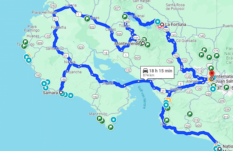 route-costa-rica-mit-googlemaps